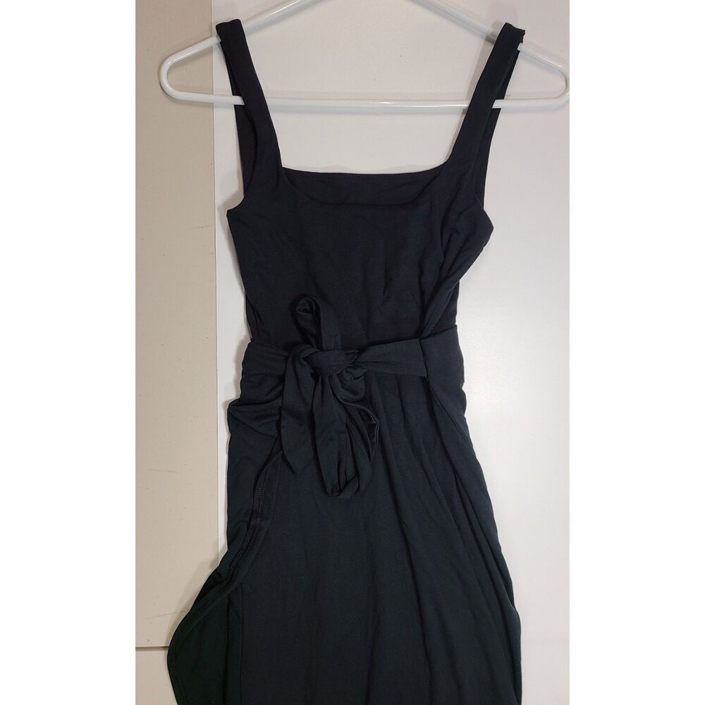 Wilfred by Aritzia Black Tie-Waist Square Neck Wrap Midi Dress - Size S - Picture 3 of 5